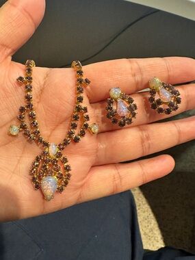 CONTINENTAL Vintage signed Amethyst tone  Demi Parure Set
